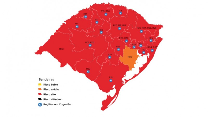 Região de São Leopoldo segue na bandeira vermelha no mapa definitivo, mas pode seguir fazendo a cogestão