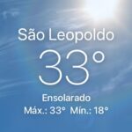 Tarde de domingo com máxima de 33 graus em São Leopoldo antes de provável chuva no início da semana